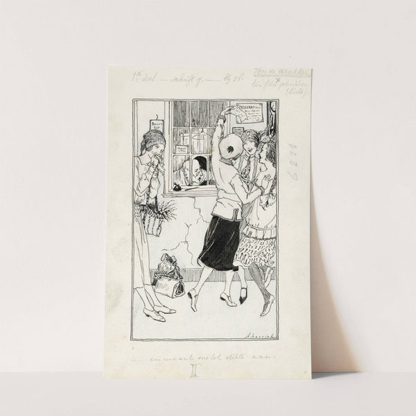 Drie meisjes dansen voor een postkantoor by Anny Leusink