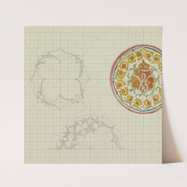 Drie ontwerpen voor een bord (1874) by Carel Adolph Lion Cachet