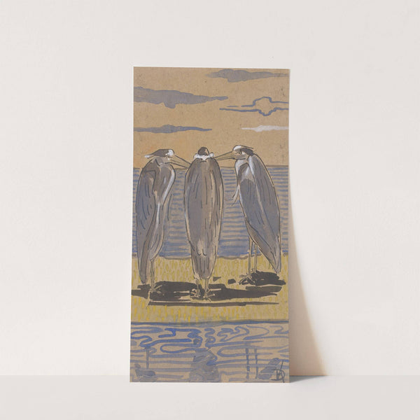 Drie reigers op een dijk (1884 - 1952) by Reinier Willem Petrus de Vries