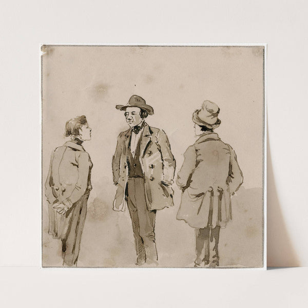 Drie staande mannen van verschillende zijden bezien by Pieter van Loon