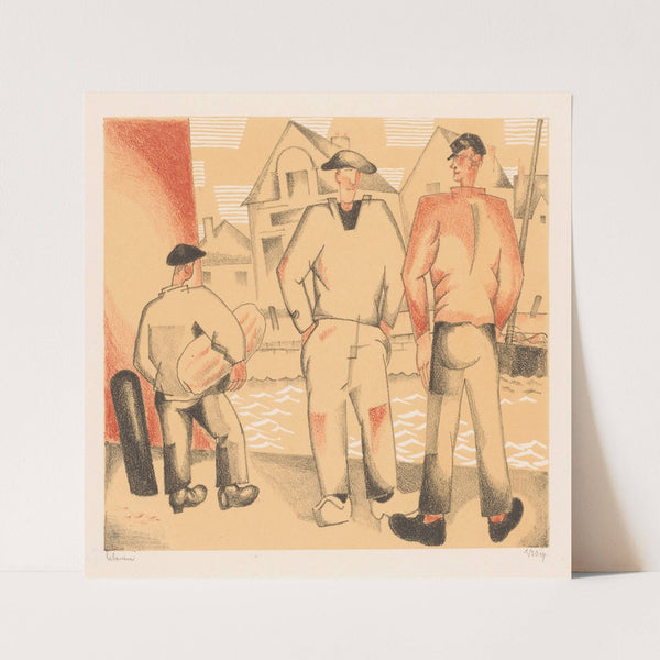 Drie vissers aan de kade (1924) by Jean-Émile Laboureur