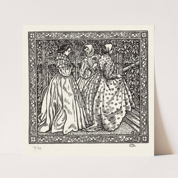 Drie vrouwen in een tuin (1896) by Lucien Pissarro