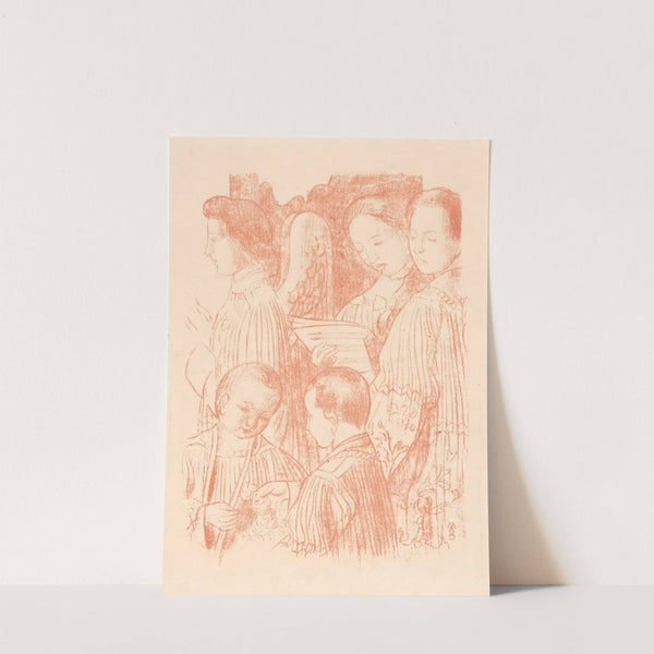 Drie zingende engelen en twee koorknapen tijdens de Heilige Mis by Maurice Denis