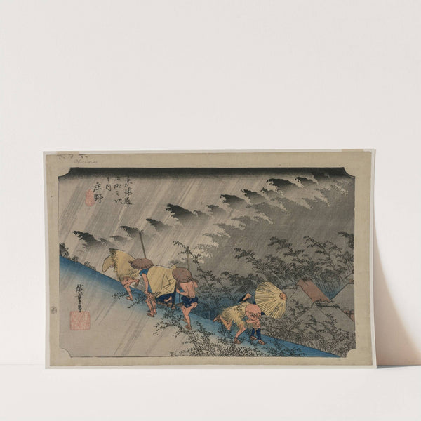 Driving Rain at Shono (Station 46) from the series Fifty-Three Stations of the Tokaido (1833) by Andō Hiroshige
