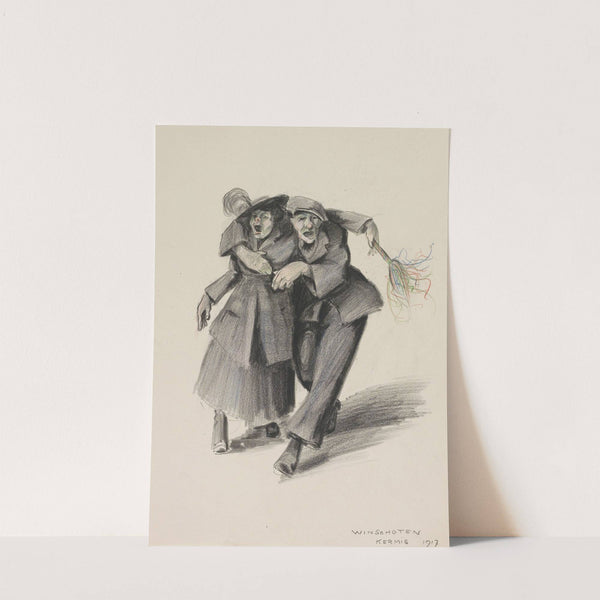 Dronken paar op de Kermis van Winschoten (1917) by Otto Verhagen