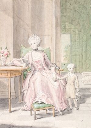 Dronning Caroline Mathilde med kronprins Frederik.