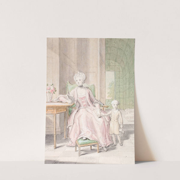 Dronning Caroline Mathilde med kronprins Frederik. by Peder Als