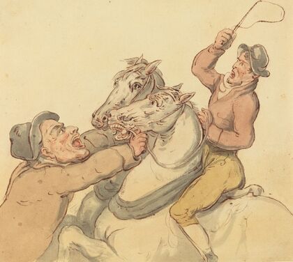 Drovers With A Pair Of Rearing Horses