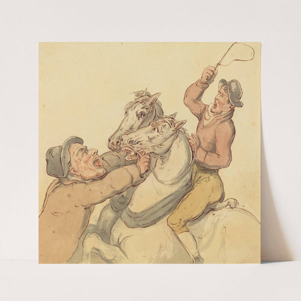 Drovers With A Pair Of Rearing Horses by Thomas Rowlandson