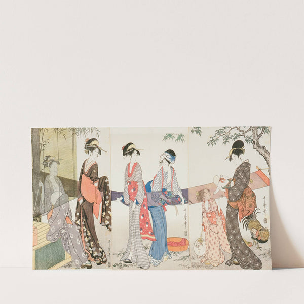 Drying and Stretching Cloth (circa 1797-1798) by Kitagawa Utamaro