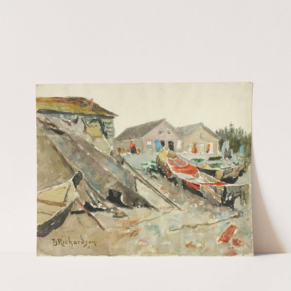 Drying Blankets Over Canoes by Theodore J. Richardson