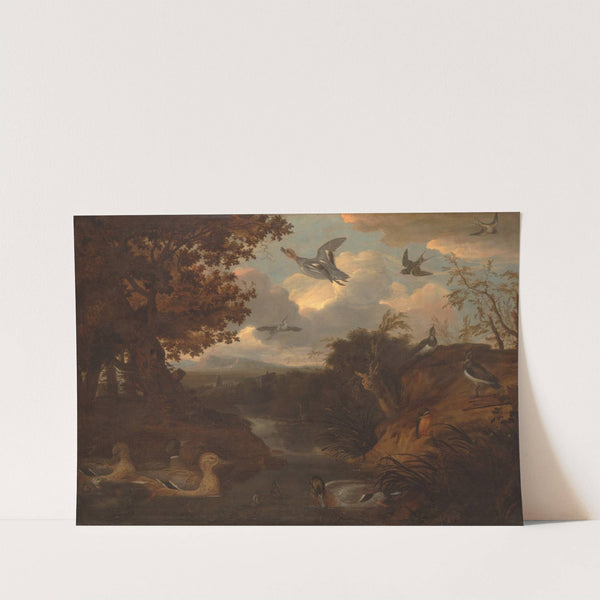 Ducks and Other Birds about a Stream in an Italianate Landscape by Francis Barlow
