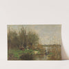 Ducks beside a duck shelter on a ditch by Geo Poggenbeek