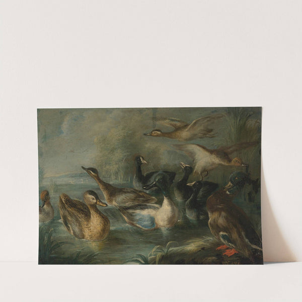 Ducks on the pond by Neapolitan School