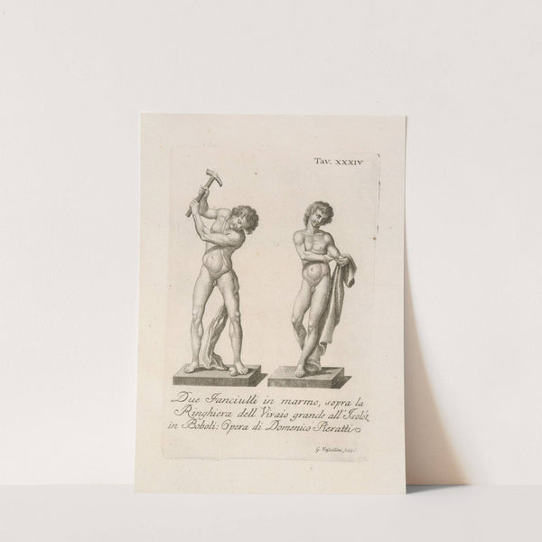 Due Fanciulli in marmo, sopra la Ringhiera dell Vivaio grande all'Isolotin Boboli by Gaetano Vascellini