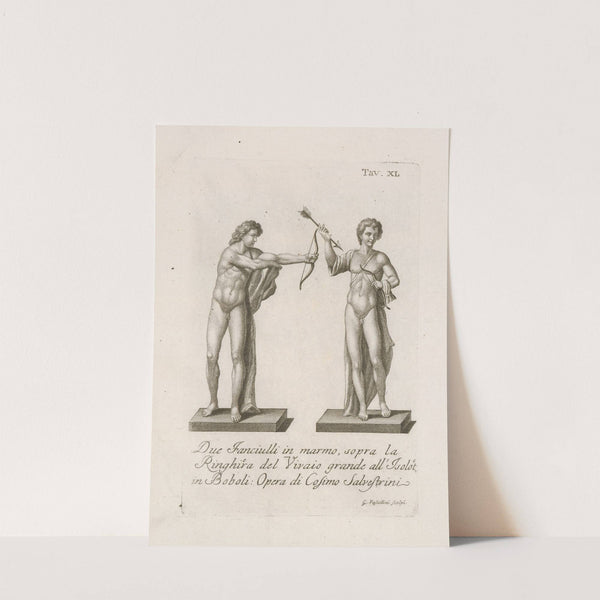 Due Fanciulli in marmo, sopra la Ringhira del Vivaio grande all'Isolotto in Boboli by Gaetano Vascellini