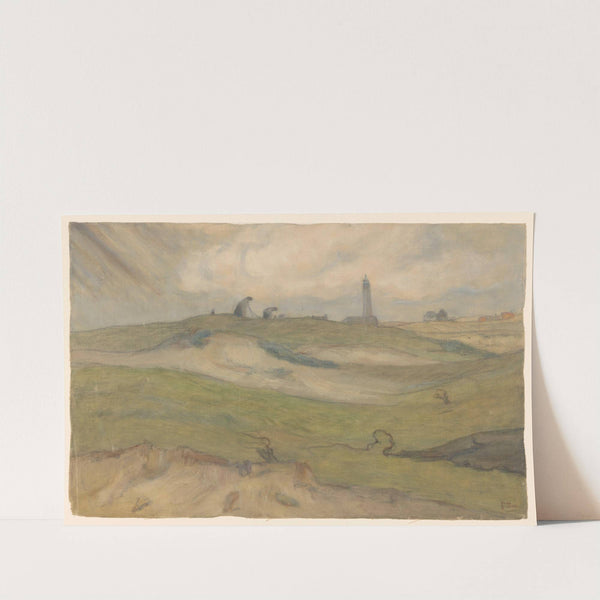 Duinlandschap met vuurtoren en nettenboeters (1872 - 1944) by Frans Smissaert