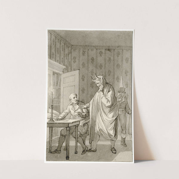 Duivel dwingt man (wellicht Faust) te ondertekenen by Reinier Vinkeles