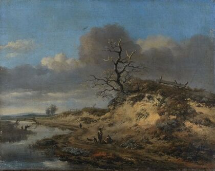 Dune landscape with a sand road along a river