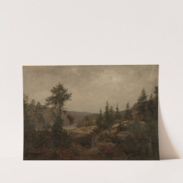 Duskregn . Gården Foss, Mandalselven by Amaldus Nielsen