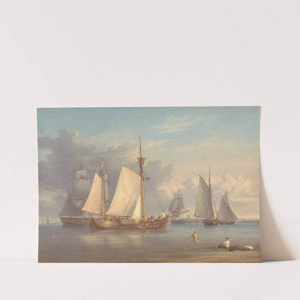 Dutch Fishing Boats at Anchor in an Estuary by William Joy