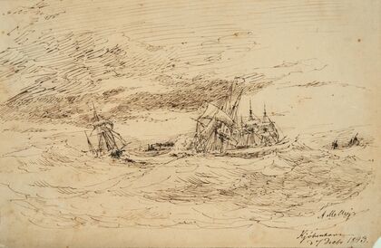 Dutch Koff And Ship Of The Line In A Moderate Breeze