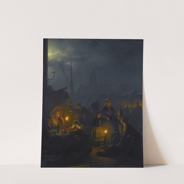 Dutch market by moonlight by Petrus van Schendel