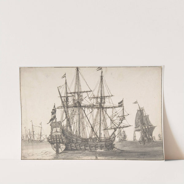 Dutch Men Of War At Anchor by Willem van de Velde the Elder