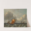 Dutch Men o'war on choppy waters by Aernout Smit