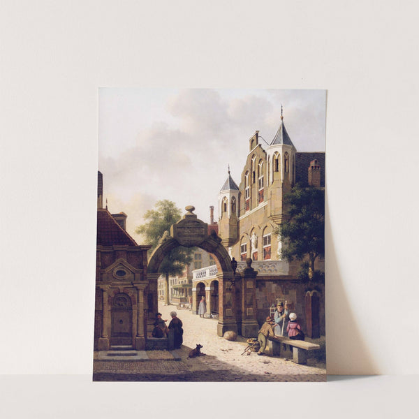 Dutch Street Scene with Figures in the Foreground by Jan Hendrik Verheijen
