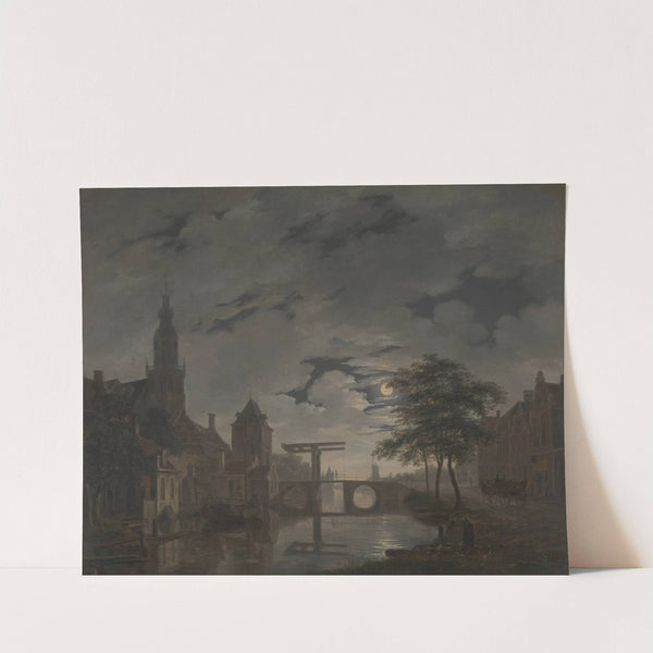 Dutch Town by Moonlight (circa 1826) by Bartholomeus Johannes van Hove
