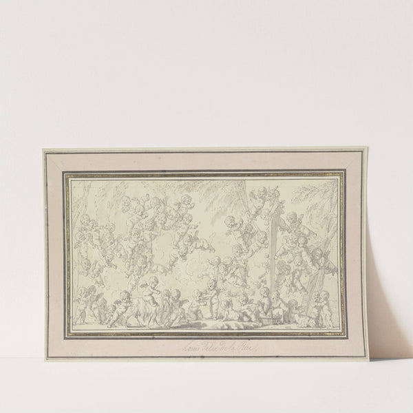 Dutzende Amoretten umwimmeln eine überlängte Panherme by Louis-Felix de La Rue