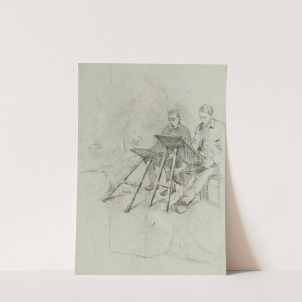 Dve mužské postavy s kresliacimi doskami by Ákos Aranyossy