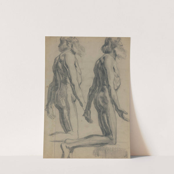 Dve štúdie kľačiaceho mužského aktu by Emil Alexay-Olexák