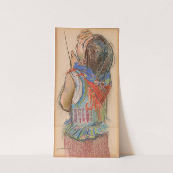 Dziewczynka krakowska - studium do witraża 'Polonia' dla katedry lwowskiej by Stanisław Wyspiański