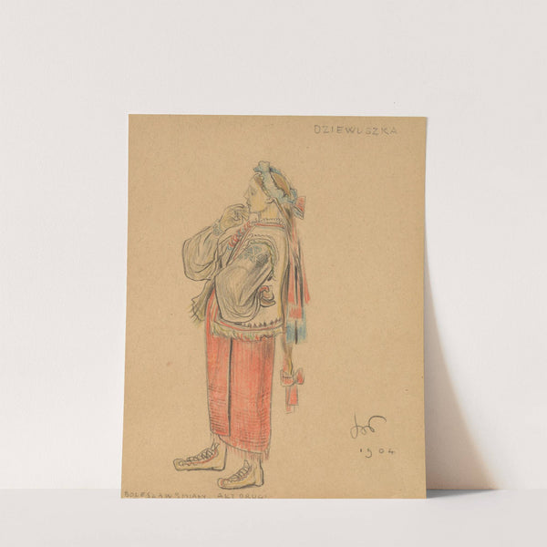 'Dziewuszka'. Projekt kostiumu do dramatu 'Bolesław Śmiały' (Akt drugi) by Stanisław Wyspiański