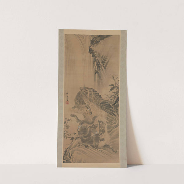 Eagle Attacking a Mountain Lion (1885) by Kawanabe Kyōsai