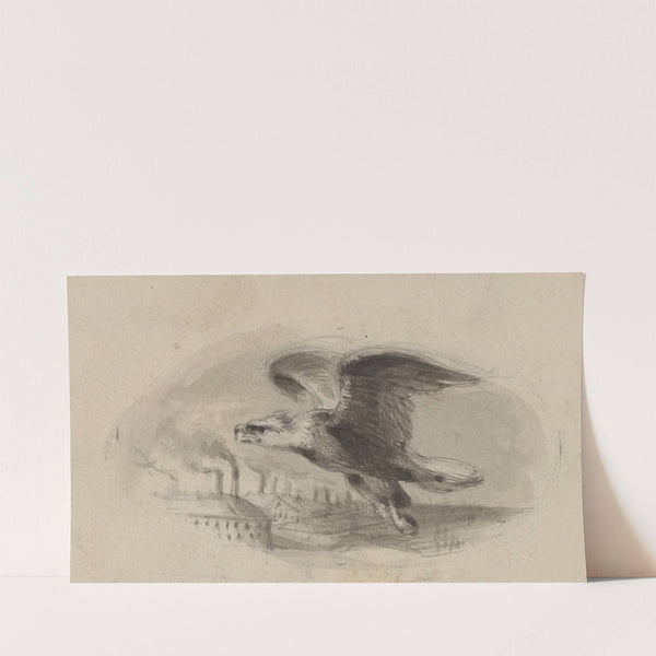 Eagle flying over industrial scene by Felix Octavius Carr Darley