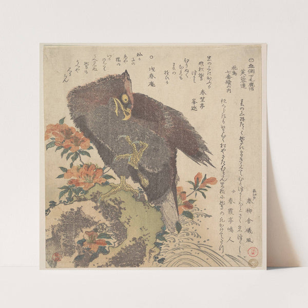 Eagle on a Rock; Flowering Azaleas (ca. 1800) by Kubo Shunman
