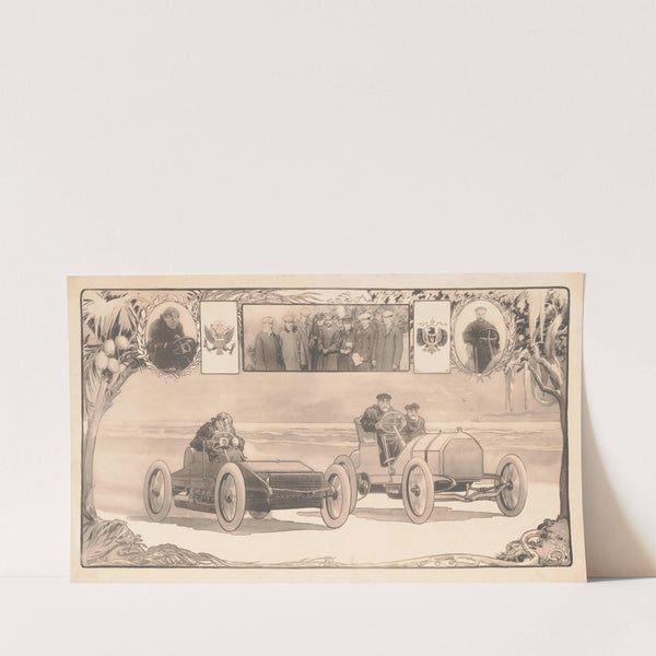 Early 20th century automobile race (1904) by Taber Prang Art Co.
