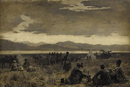 Early Morning Camp Near The Shore of Lake Urumiyah