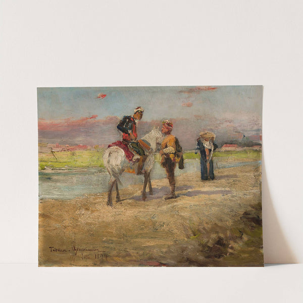 Eastern scene against a landscape by Tadeusz Ajdukiewicz