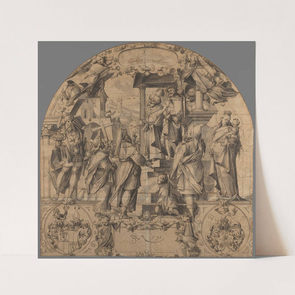 Ecce Homo, the king Caspar, the Virgin and Child and the Arms of the Families Kündig and Pfyffer (1592) by Christoph Murer