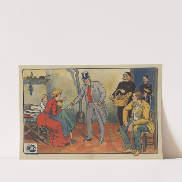 Eclipse scène d’intérieur une famille pauvre avec un Homme riche qui donne de l’argent (1909) by Imp. Paul Dupont