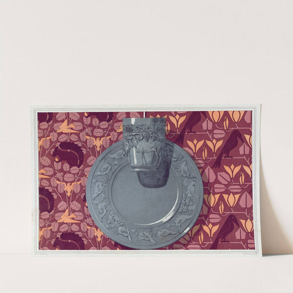 Écureuil, oiseaux et noisetier, tenture. Chèvre et vigne, gobelet argent. Corbeaux et magnolia, tenture. by Maurice Pillard Verneuil