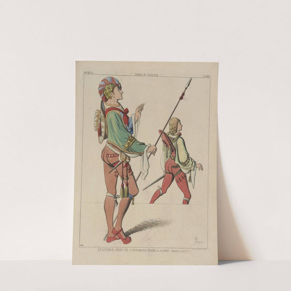 Écuyers, 1500-15 (Tapisserie. Musée de Cluny. Dessin inédit.) XVIe siècle, costumes de chevalerie, Flandre. by Raphaël Jacquemin