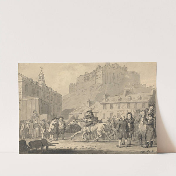 Edinburgh Castle and Horse Fair (ca. 1828) by Walter Geikie