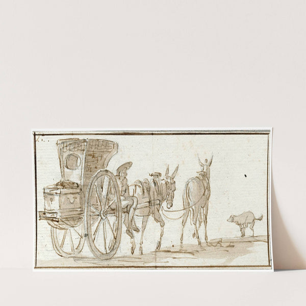 Een karos getrokken door twee ezels by Otto Howen