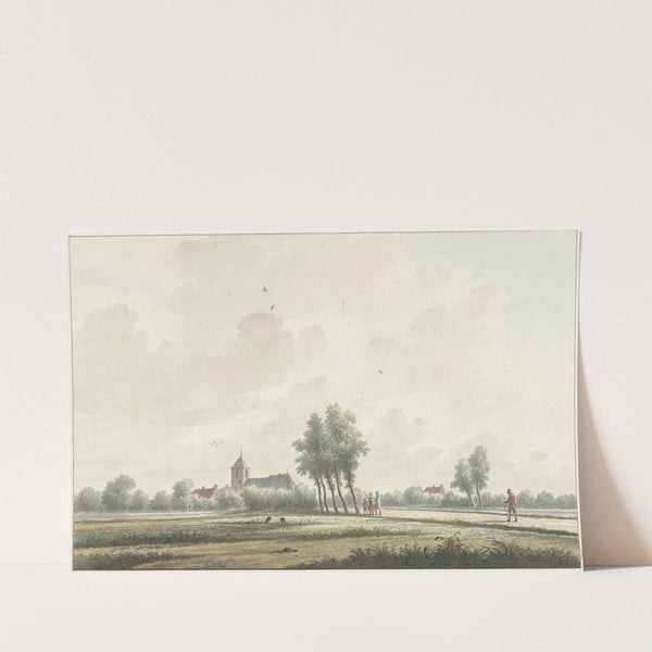 Een landschap met kerk aan de horizon by Nicolaas Wicart