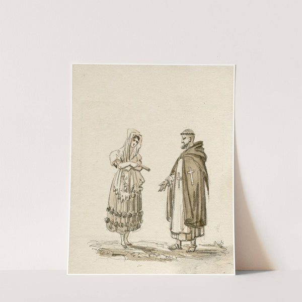 Een monnik en een vrouw in Spaanse klederdracht by Otto Howen